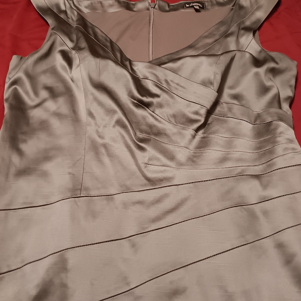Womens shiney silver colour dress zip back w eye n hook  closure   small bottom